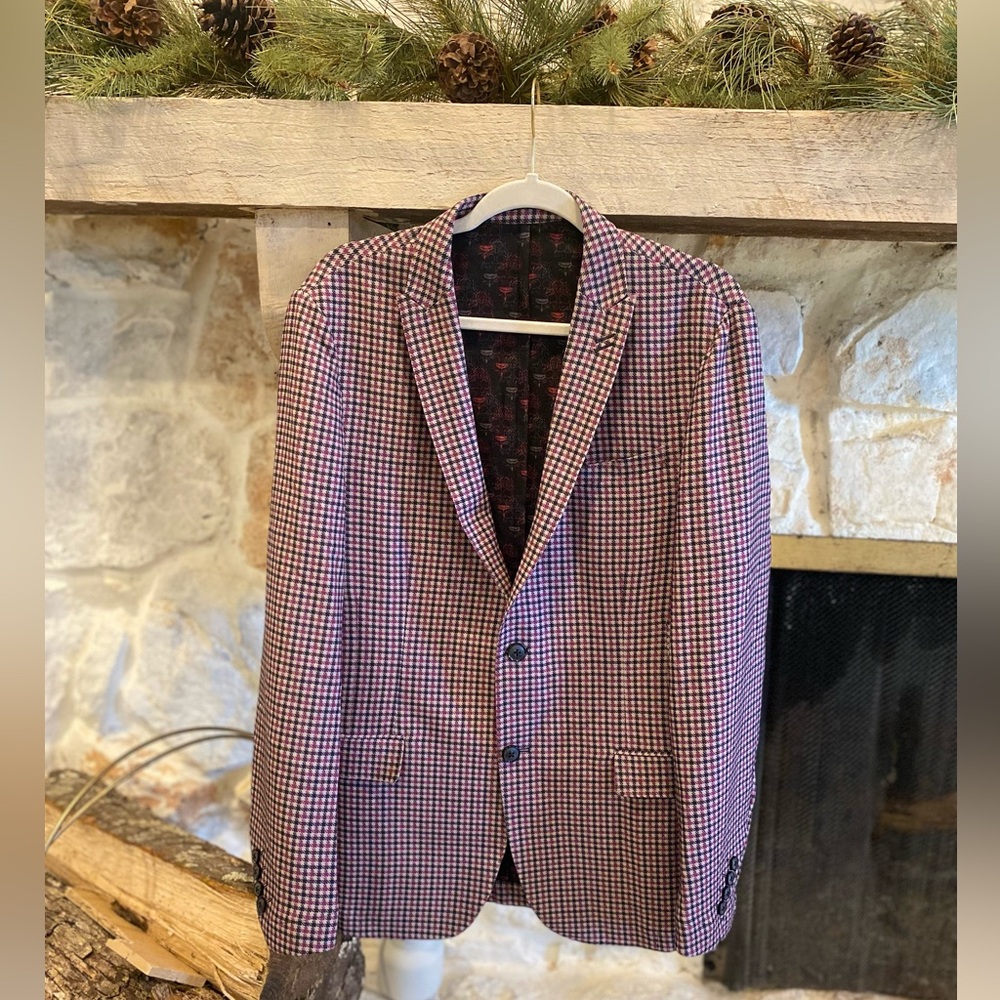 🔴Maceoo Paris Unconstructed Houndstooth checked Blazer men’s size 40 R